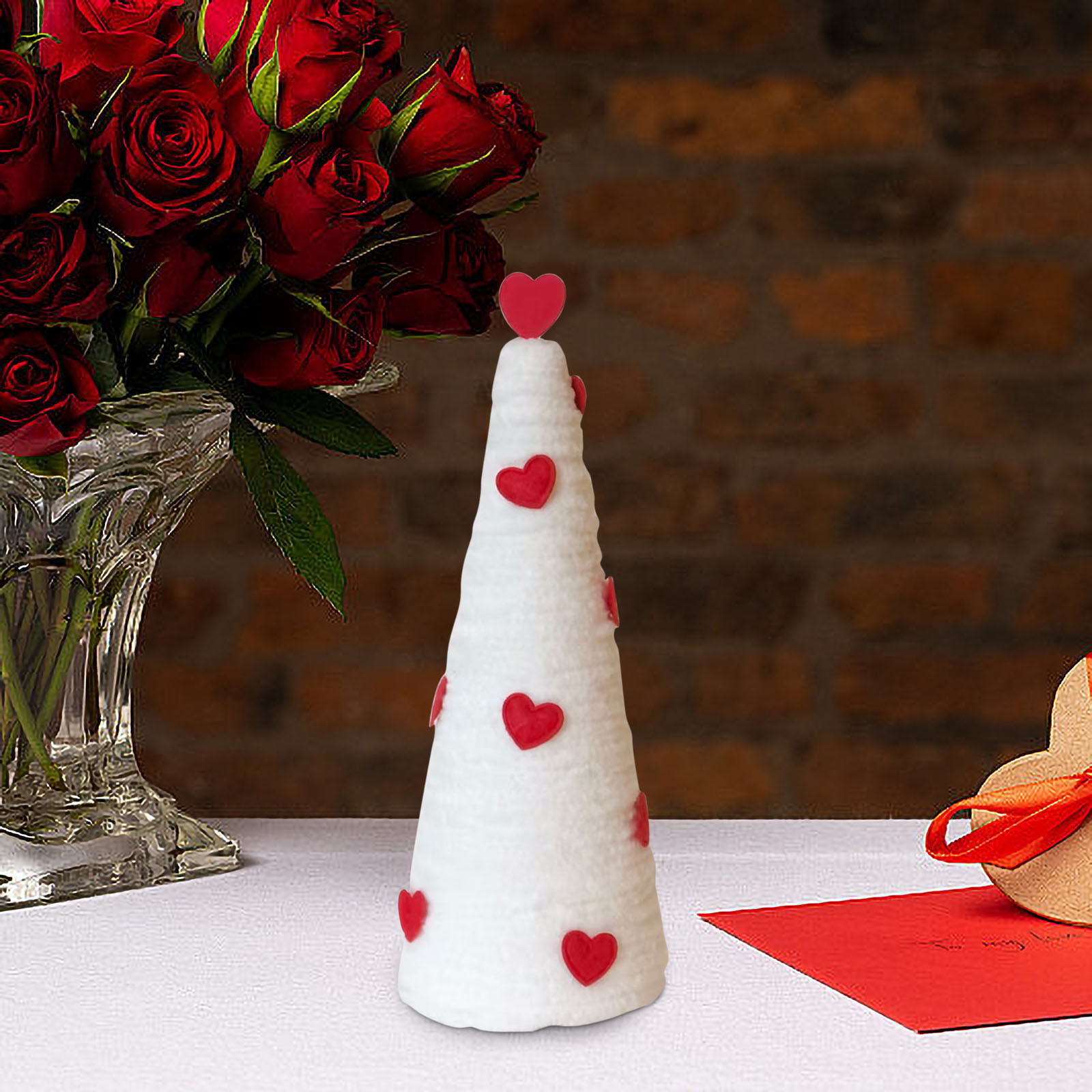 Valentine Day Tree Table Decorations Mini Trees Red White Valentine's Day Table Top Decor for Farmhouse Indoor Room Kitchen Tiered Tray Shelf Decor Valentine Centerpieces Clearance